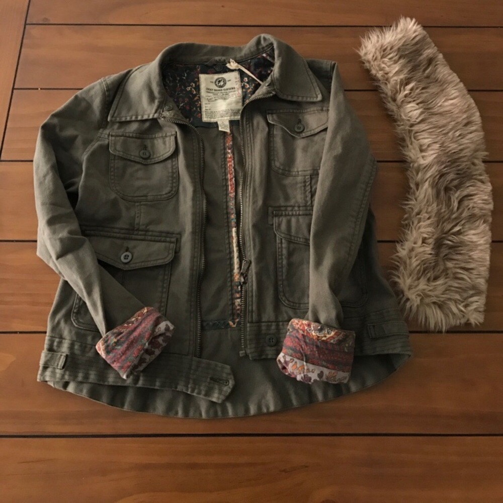 Lucky Faux Fur Collared Jacket NWOT - Picture 5 of 8